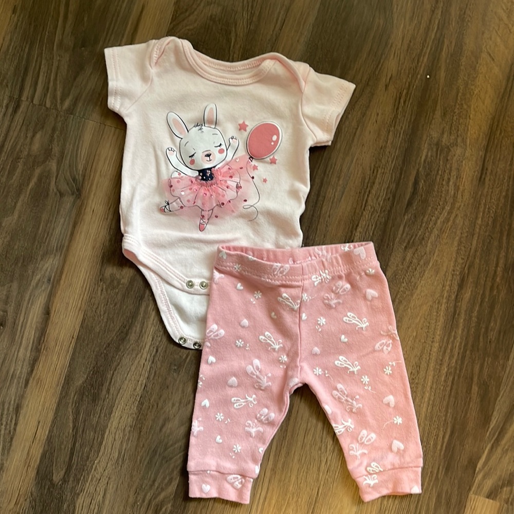 Bunny ballerina onesie with matching pants